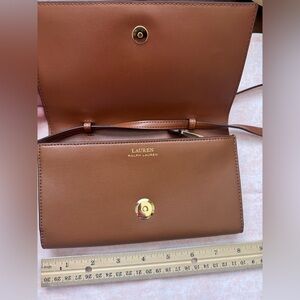 Lauren Ralph Lauren Tan Leather Crossbody with Gold Hardware